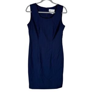 Vintage‎ Leslie Lucks Tank Dress Women's 6 Blue Back Zip Round Neck Sleeveless